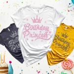 Princess Birthday Rhinestone Shirt, Birth Month Shirt, Funny Birthday Bling Top Outfit, Retro Stylish Shirt, Best Gift for Best Friend