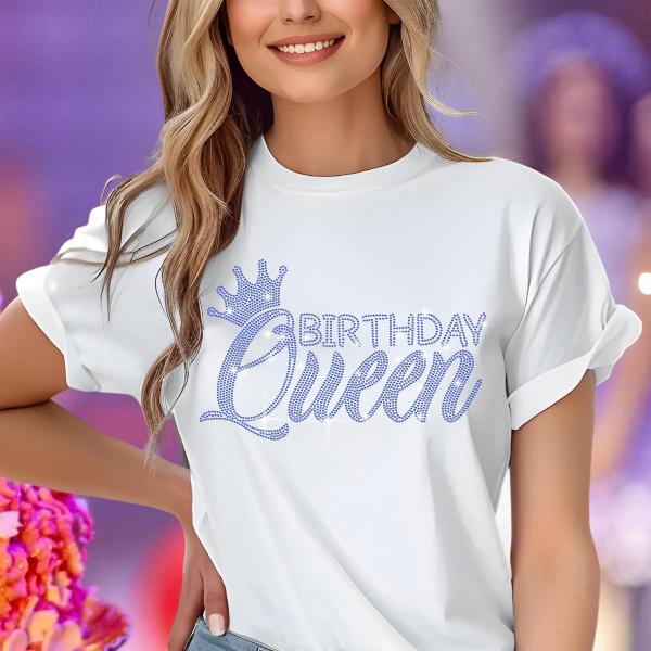 Birthday Queen and Squad Rhinestone Shirts, Glittering Unique Design Sweatshirt, Born Month & Christmas T-Shirt Gift Ideas for Best Friends
