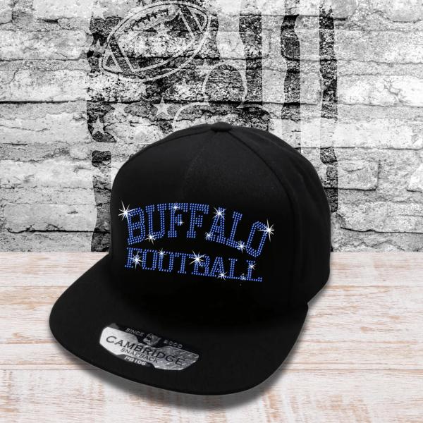 Buffalo Football Rhinestone Caps, Adjustable Snapback Trucker Hat, Sport Fans Game Day Hats-Caps, Bling Cheer Hat, Great Quality Headwear