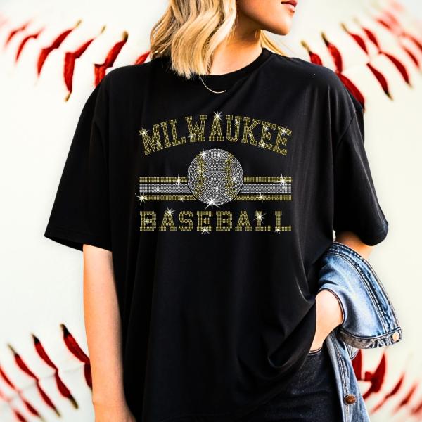 Milwaukee Baseball Rhinestone T-Shirt, Teams Favorite Mascot Tee-Shirt, Retro Game Day Sports Shirt, Perfect Gift for Sport Lovers
