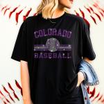 Colorado Baseball Rhinestone T-Shirt, Unique Design Comfort Colors Teams Tee-Shirt,  Soft-Style Cheering Mom Game Day Apparel