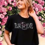 Bride Cowgirl Hat Boots Rhinestone T-shirt, Country Themed Girl Tee-Shirt, Matching Bridal Party Outfit, Western Bachelorette Shirt