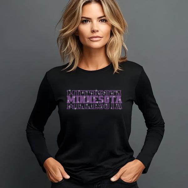 Minnesota Rhinestone Football Shirt, Shine Bright and Show Your Team with This Stylish, Quality Design, Perfect for Game Days & Tailgates