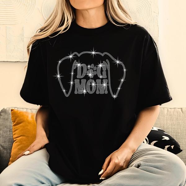 Dog Mom Rhinestone T-Shirt, Pet Memorial Gift for Mama, Dog Owners Comfort Colors Cool Tee-Shirt,  Animal Lovers Matching Sweatshirt