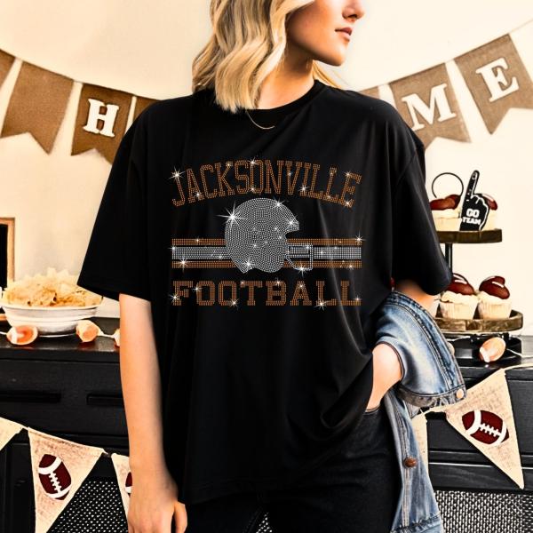 Jacksonville Football Rhinestone T-Shirt, Sports Team Game Day Apparel, Retro Supporter Wear, Vintage Sports Shirt, Team Unisex Tee-Shirt