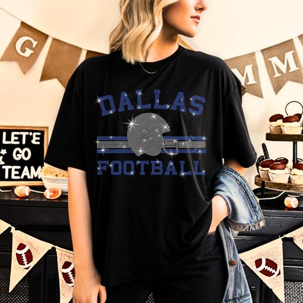 Dallas Football Rhinestone T-Shirt, Game Day Apparel, Vintage Sports Shirt, Funny Cowboys Tee-Shirt, Cozy Sportswear, Gifts For Him Her