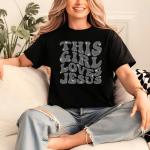 This Girl Loves Jesus Rhinestone Shirt, Retro Christian Shirt, Faith Shirt, Religious Shirt, Love Like Jesus Shirt, Women's Easter Shirt