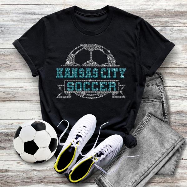 Kansas City Rhinestone T-Shirt, Soccer Fans Gift Tee-Shirt, Comfort Colors Unisex Super-Soft Adult & Youth Shirt, Sports Ladies Cotton Shirt
