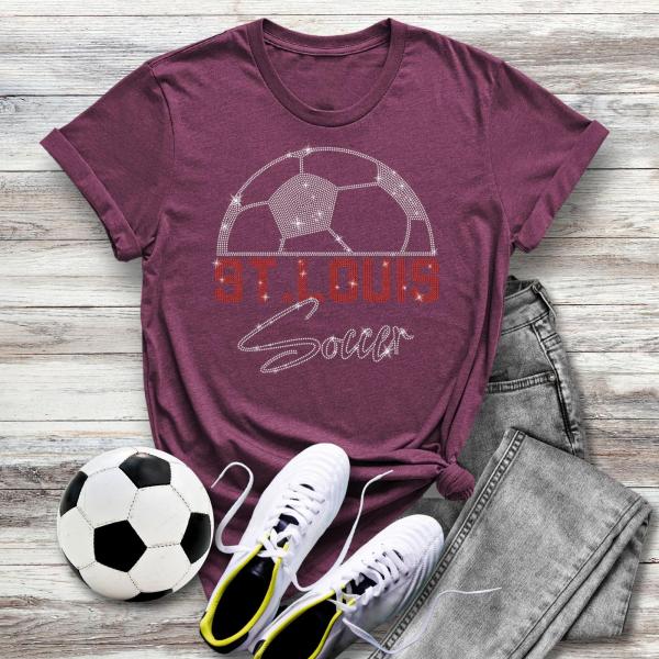 St. Louis Rhinestone T-Shirt, Unisex Soccer Game Day Sports Tee, Soft Comfortable Cotton Shirt, Team Supporters Aesthetic Apparel