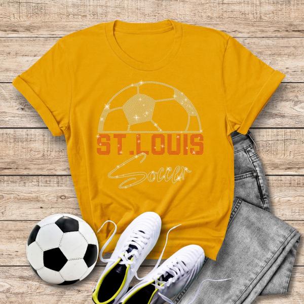 St. Louis Rhinestone T-Shirt, Unisex Soccer Game Day Sports Tee, Soft Comfortable Cotton Shirt, Team Supporters Aesthetic Apparel