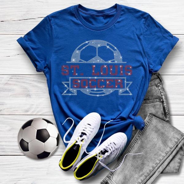 St. Louis Rhinestone T-Shirt, Soccer Season Favorite Shirt, New Soccer Team Tee, Soccer Rivalry Apparel, Sports Fan Reveal Gift Idea