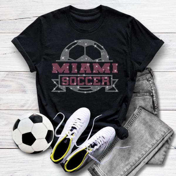 Miami Rhinestone T-Shirt, Soccer Team Shirt, Miami  Game Day Souvenir Tee-Shirt, In my Soccer Era Apparel, Ideal Soccer/Football Gift