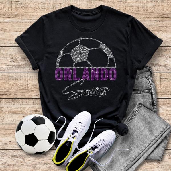 Orlando Rhinestone T-Shirt, Soccer Themed Shirt, Game Day Outfit, Women's Sports Apparel, Fit Cotton Tee, Christmas Gift for Sports Lover