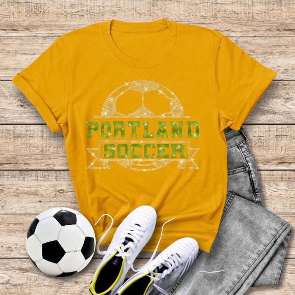 Portland Rhinestone T-Shirt, Soccer Fan Shirt Gift, Soccer/Football Mom or Dad Game Day Apparel, Unisex Soft Cotton Tee, Sports Ladies Shirt