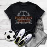 Houston Rhinestone T-Shirt, Soccer Game Day Outfit, Comfy and Stylish Comfort Colors Unique Design Soccer Shirt, Soccer Mom Gift Shirt