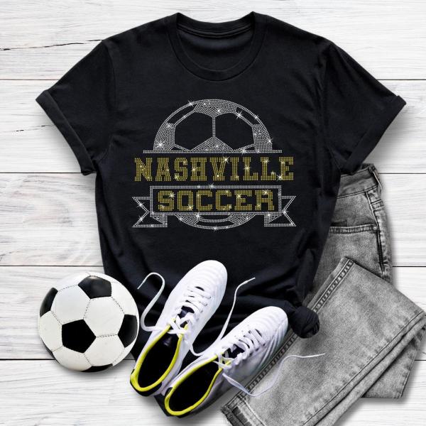 Nashville Rhinestone T-Shirt, Retro Soccer Shirt, Game Day Trendy Top, Soccer Tailgate Tee, Men or Women Soccer/Football Sports Apparel
