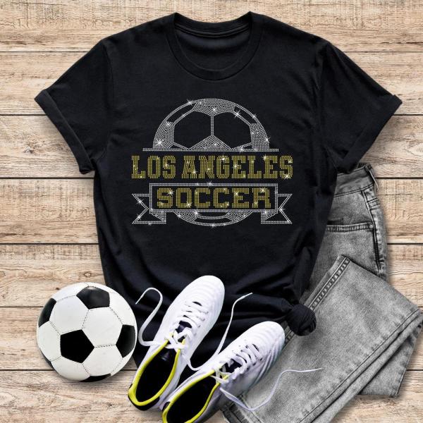 Los Angeles Rhinestone T-Shirt, Soccer Team Shirt for Game Day Season, Comfort Colors Unisex Soft-Style Cotton Shirt, Souvenir Mascot Shirt