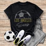 Los Angeles Rhinestone T-Shirt, Sporty Athletic Fan Apparel, Soccer Spirit Wear Shirt, Comfort Colors Game Day Outfit, Soccer Player Gift
