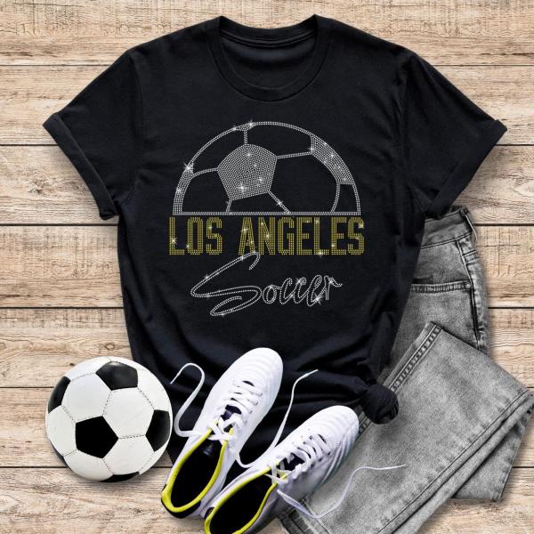 Los Angeles Rhinestone T-Shirt, Sporty Athletic Fan Apparel, Soccer Spirit Wear Shirt, Comfort Colors Game Day Outfit, Soccer Player Gift