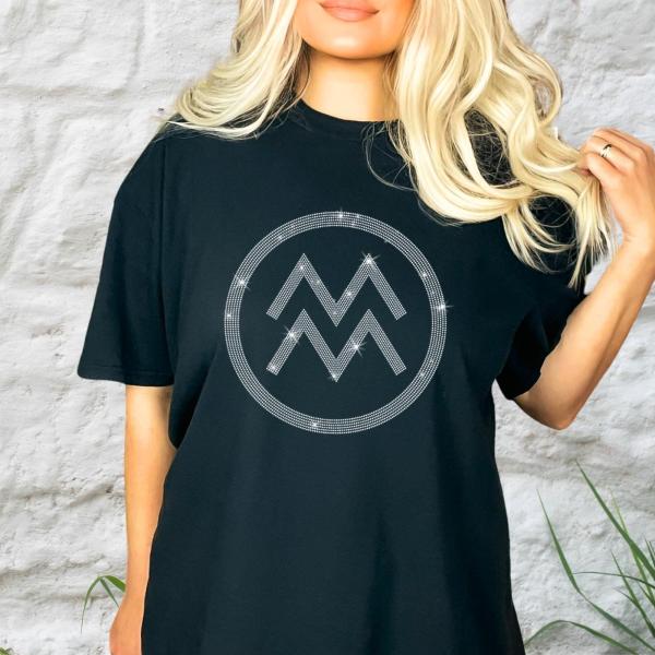 Aquarius Sign Shinny Rhinestone T-Shirt, Comfort Colors Zodiac Aquarius Vintage Tee, Unisex Astrology Shirt Birthday Gift For Aquarius