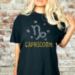 Capricorn Rhinestone T-Shirt, Earth Sign Dec Jan Birthday Shirt, Horoscope Tee, Celestial Zodiac Aesthetic Shirt, Gift for Capricorn Lovers