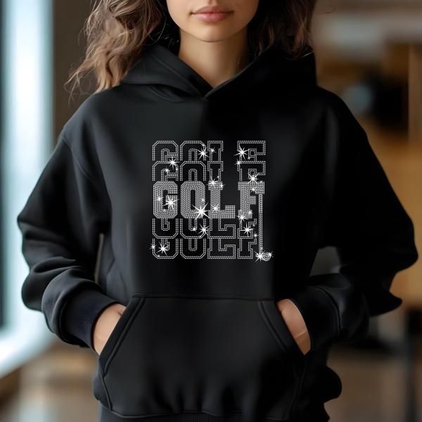 Golf Retro Stylish Rhinestone T-Shirt, Sparkly Women's Golf Tee, Golf Lover Shirt, Bling Golf Apparel, Gift for Golfers, Golf Fashion