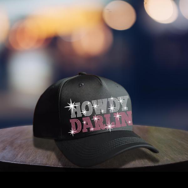 Howdy Darlin Rhinestone Hat, Howdy Hat, Howdy Darlin Hat, Trucker Hat, Women's Trucker Hat, Howdy Darlin Cap, Snapback 5 Panel Cap