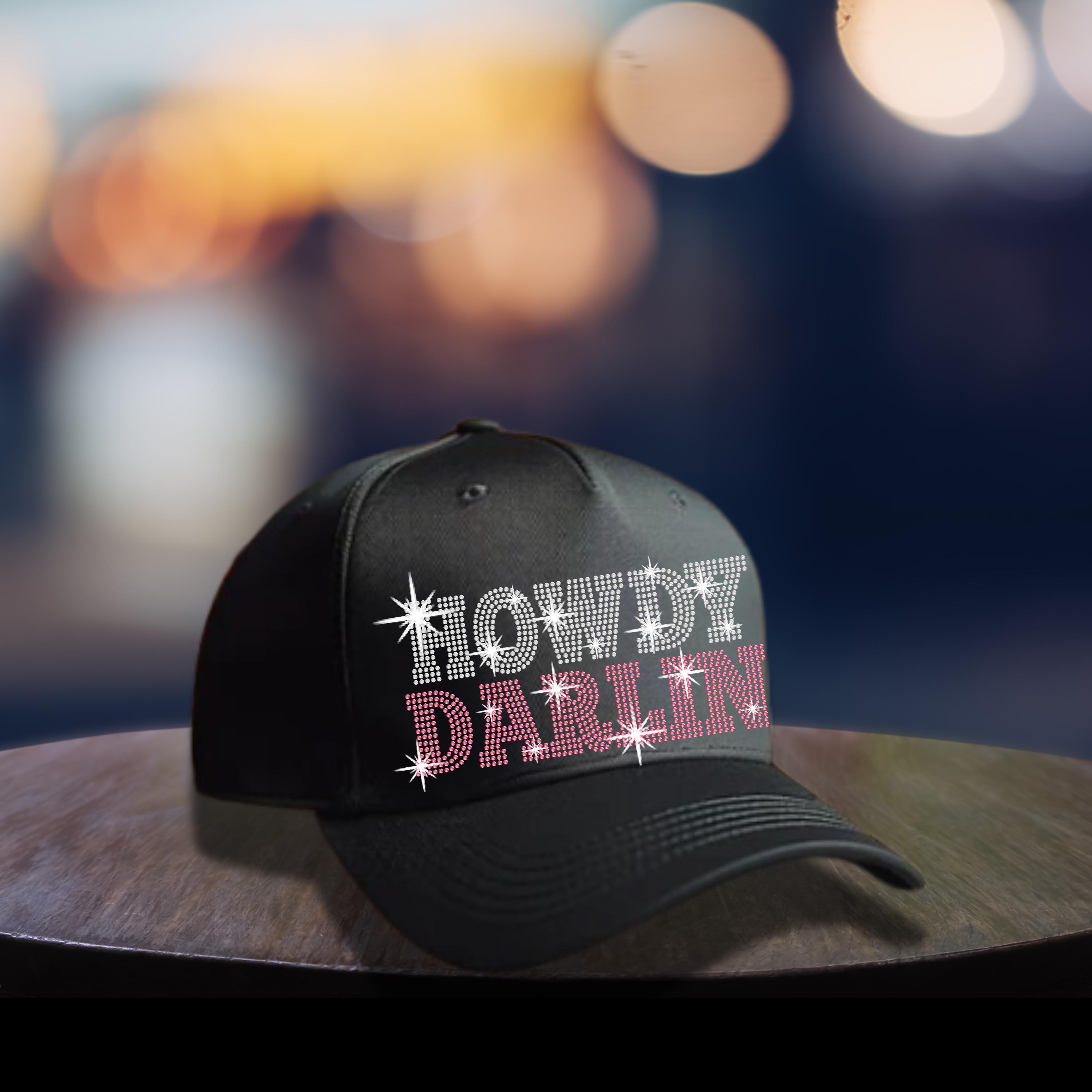 Howdy Darlin Rhinestone Hat, Howdy Hat, Howdy Darlin Hat, Trucker Hat, Women's Trucker Hat, Howdy Darlin Cap, Snapback 5 Panel Cap
