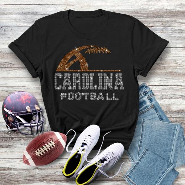 Carolina Rhinestone Sunday Football T-Shirt, Football Sweatshirt for men and women, Tailgate Sports Tee, Christmas Gift for Football Fans