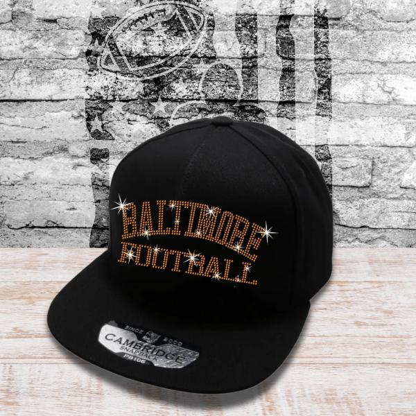 Baltimore Football Rhinestone Caps, Sports Team Cap, Game Day Stadium Snapback Trucker Hat, Cheer Mom Hats, Tailgating Cap, Coach Gift