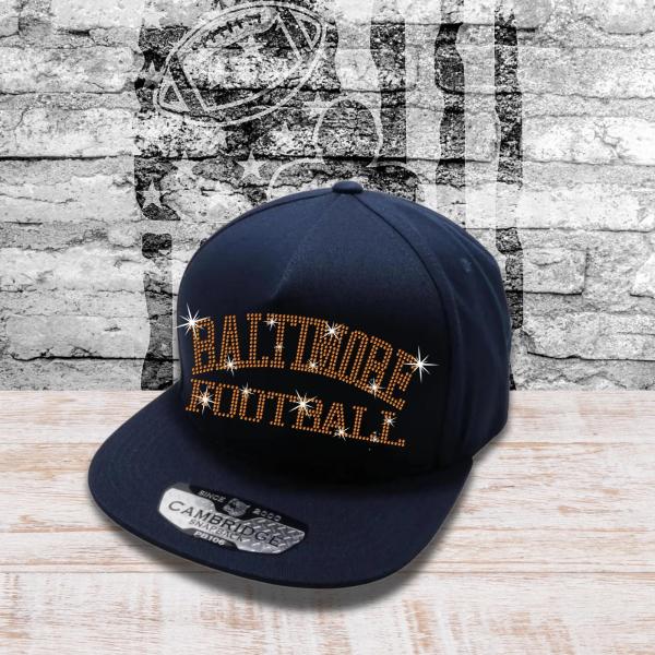 Baltimore Football Rhinestone Caps, Sports Team Cap, Game Day Stadium Snapback Trucker Hat, Cheer Mom Hats, Tailgating Cap, Coach Gift