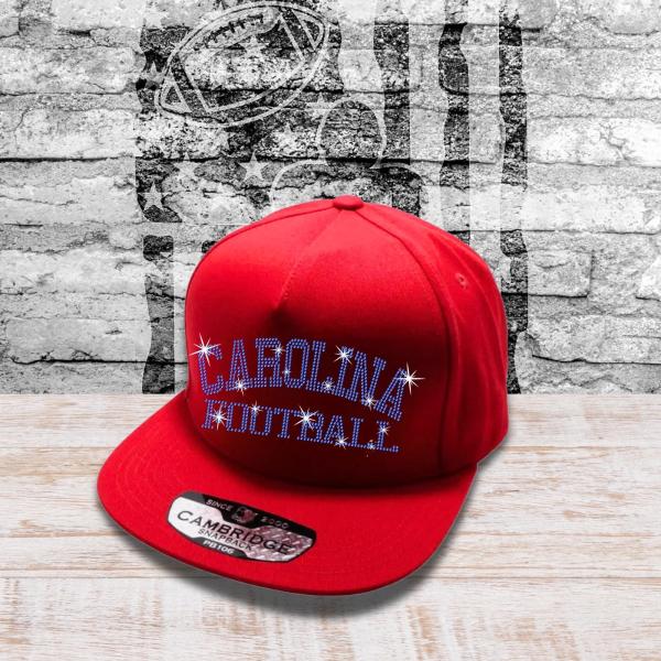 Carolina Football Rhinestone Caps, Sport Team Fans Cap, NFL Inspired Unique Design Game Day Gift, Premium Adjustable Cotton Trucker Hat