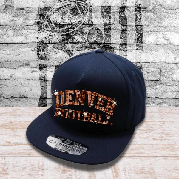 Denver Football Rhinestone Caps, Sport Season Adjustable Cheer Cap,  Sports Lovers Tailgating Hat-Cap, Team Game Day Gift Hat for Fans