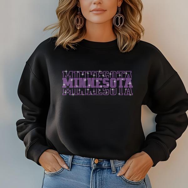 Minnesota Rhinestone Football Shirt, Shine Bright and Show Your Team with This Stylish, Quality Design, Perfect for Game Days & Tailgates